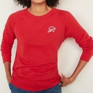 Old Navy Red Relaxed Vintage Crew Neck Sweatshirt, Size XS